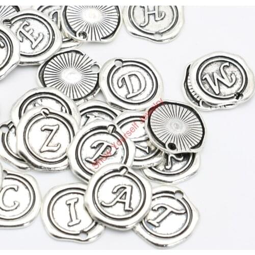 26pcs Antique Silver Plated Alphabet Charms Pendants for Jewelry Making DIY Handmade Craft 18x19mm