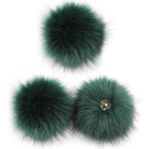 3Pcs/Set 10cm DIY Colorful Furry Pom Pom Ball with Press Button Removable Fluffy Pompom for Hat Shoes Scarf Accessories