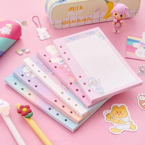 50 Sheets/Set A6 Notebook Paper Refill 6 Holes Spiral Binder Kawaii Rabbit Bear Index Inside Pages Daily Monthly Weekly Agenda