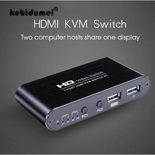 4Kx2K 2Port Ultra HD Switcher USB HDMI-compatible KVM Splitter For Dual Display Screen Keyboard Mouse Switching EDID HDCP