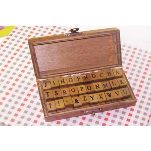50Sets DIY Letter Alphabet Stamp Vintage Teach Wooden Alphabet Stamps Set Number Rubber Stamp Set Wooden Box