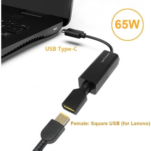 65W USB Type C Converter Dc Power Jack Connector Square Plug Female to USB C Charging Adapter for Macbook Lenovo Hp Laptop Phone