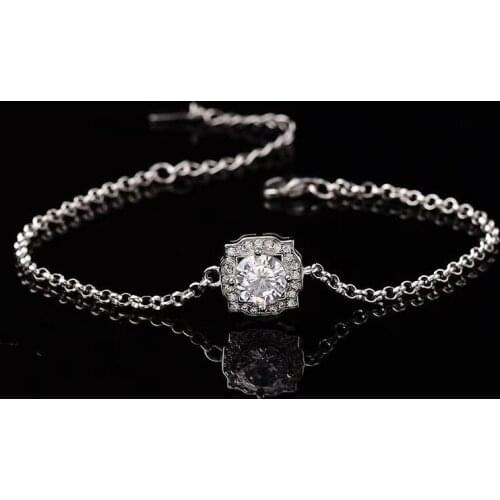 Moissanite bracelet Fashion 925 Silver bracelet 1.00ct D FL exquisite silver jewelry size adjustable classic style for women