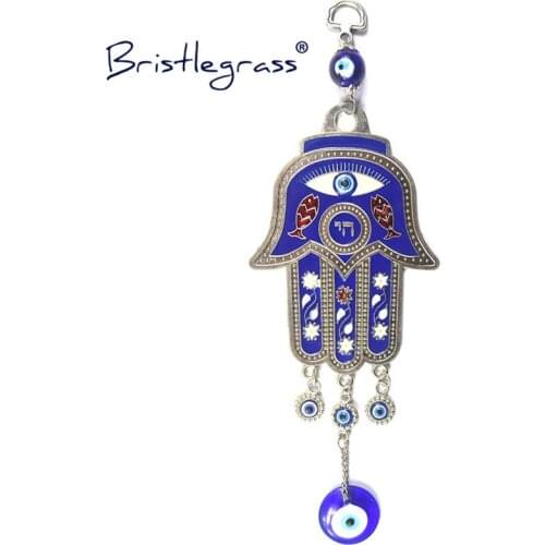 BRISTLEGRASS Turkish Blue Evil Eye Fish Hamsa Hand Amulets Lucky Charms Wall Hanging Pendants Pendulum Blessing Protection Decor