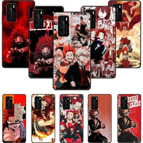 Phone Case For Huawei P20 P30 P40 P Smart Z + P10 Mate 30 10 20 Lite Pro Black Cover Bumper Tpu Etui My Hero Kirishima Eijiro
