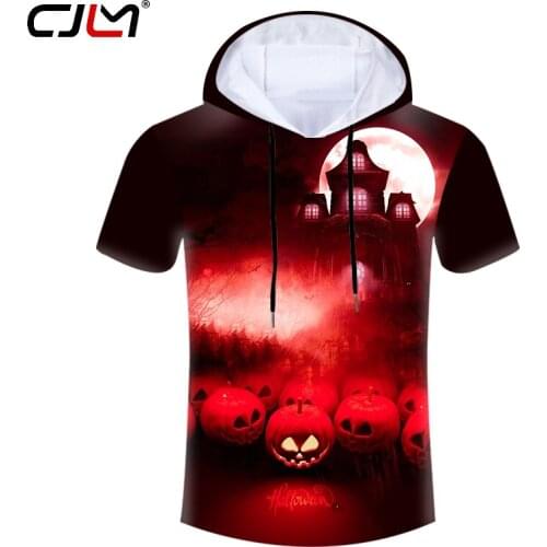 CJLM Halloween New Man Horror Castle Tee Shirt Street Wear Best Selling Wholesale Hooded Tshirt 6XL Mens 3D Printed Clothing
