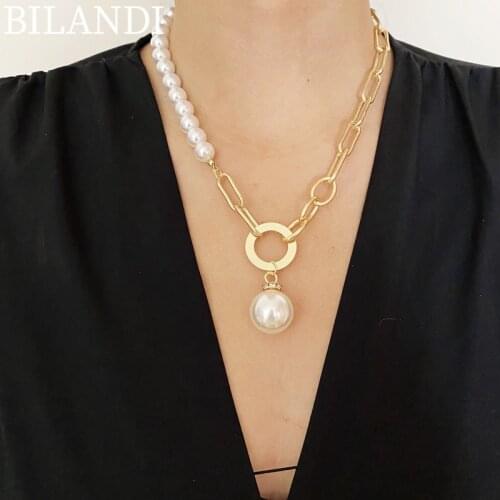 Bilandi Delicate Jewelry Simulated Pearl Pendant Necklace Popular Design Vintage Temperament Necklace For Women Party Gifts