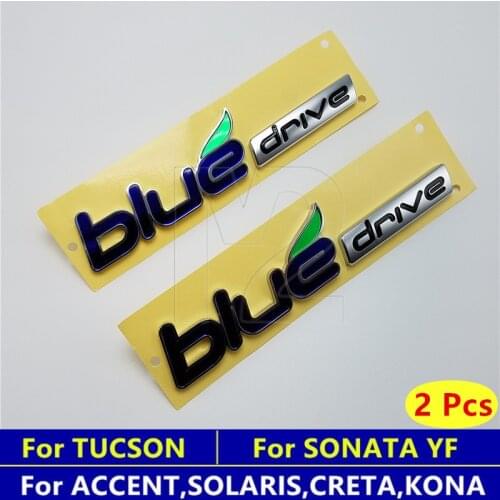 For Sonata YF ACCENT SOLARIS TUCSON CRETA KONA Car Rear Trunk Blue Drive Emblem Badge Hybrid Fender Car Decal