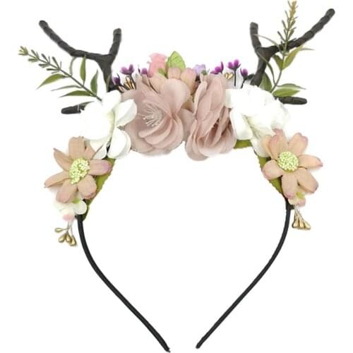 Elegant Headband Fashion Antler Flower Decoration Hair Hoop Party Headband For Kids Stage Show Decoration Accessories Headwear