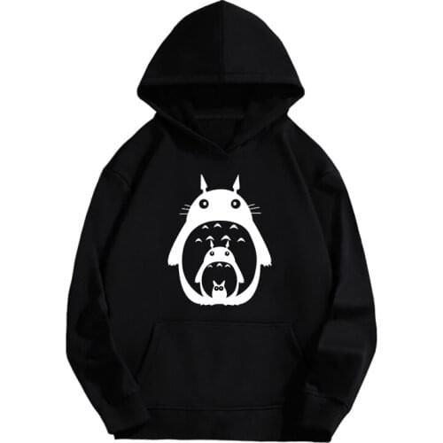 My Neighbor Totoro fleece Hoodie black Pullover cute hoody tops anime Sweatshirt men women Hoodies and Sweatshirts
