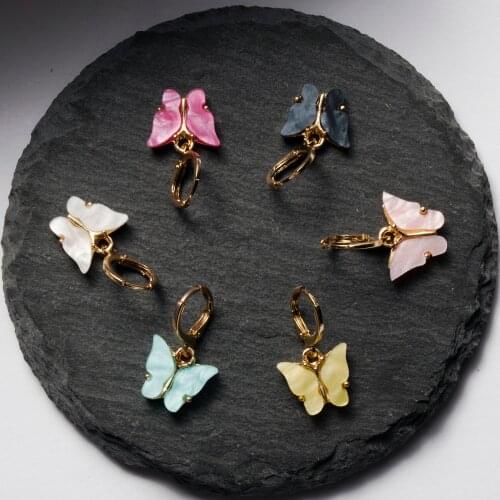Kpop Butterfly Dangle Earrings for Women Insect Animal Sweet Colorful Acrylic Earrings Aretes Aro Mujer Earring Jewelry Gifts