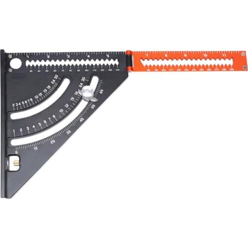 2-in-1 Folding Triangle Squares Ruler Positioning Angle Woodworking Measurement Tool Aluminum Alloy Extendable Layout Protractor