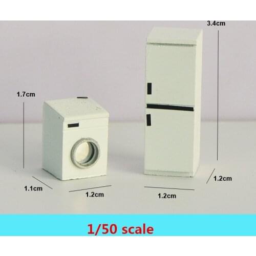 1:50 Scale Home Refrigerator and Washing Machine Model DIY Dollhouse Toy
