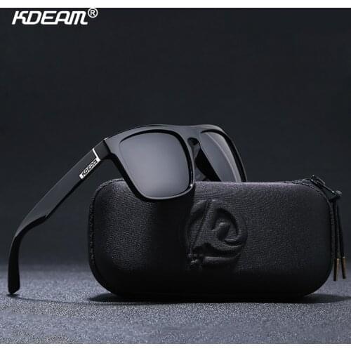KDEAM New 2019 Summer Sunglasses Men Sports Sun Glasses Polarized Women Brand Mirror lens Square UV400 With Case KD156