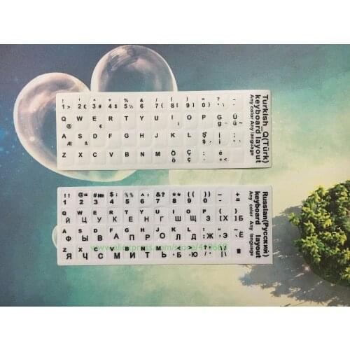 50 PCS White Russian Arabic Spanish Thai Italian German French Korean Portuguese Keyboard Sticker Label 10 13 15 17 inch laptop
