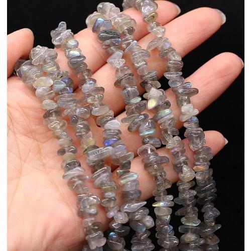Natural Semi-precious Stone Unshaped Flash Labradorite 3x5-4x6mm For DIY Necklace Earrings Accessories Gift Length 40cm