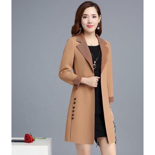 2021 New Women Spring Autumn Solid Color Pocket Windbreaker Female Long Trench Coats Outerwear Ladies Casual Long Clothing Q40