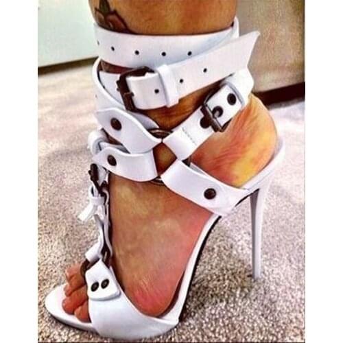 Sexy Circle Cross Strappy Gladiator Sandals Stiletto High Heel Ankle Strap Buckle Shoes Women Open toe Summer Dress Sandalias