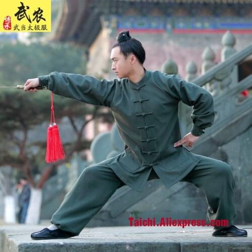 Thick Flax Handmade Tai Chi Uniform Linen Wushu, Kung Fu,martial Art Suit,green,black,red