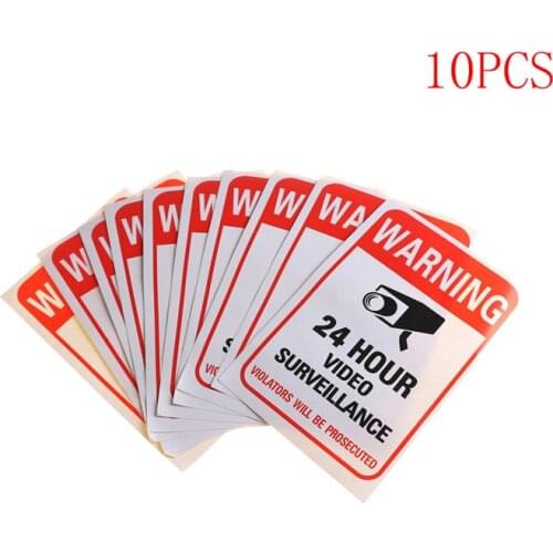 10pcs 24H Video Camera Warning Signs Conspicuous Wall Sticker Surveillance Monitor Decal For Public Area Home Security Supplies