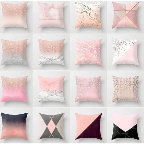Pink Glitter Cushion Pillowcase Marble Gloss Geometric Sofa Pillowcase Bedroom Home Decoration Car Office Decoration