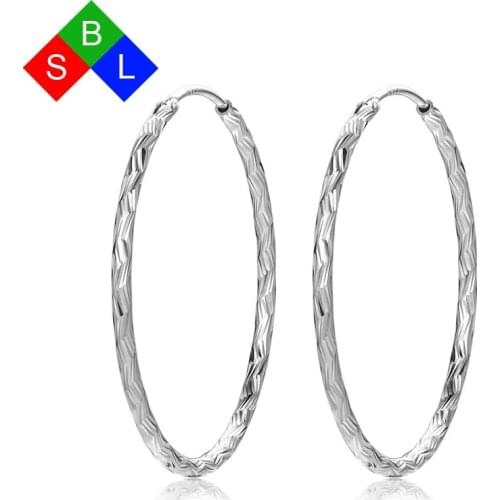 Red Trees Brand Fine Jewelry Personality Real 925 Sterling Silver Big Hoop Earrings For Women