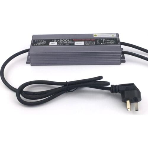 [Seven Neon]Wholesales IP67 waterproof DC12V 200W/DC24V 200W metal switch power adaptor led lighting power transformer+cable