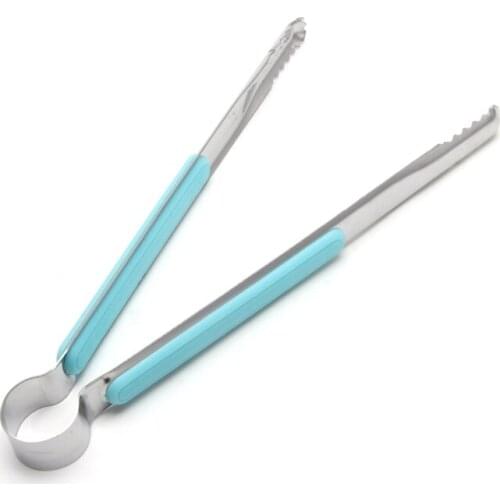 Stainless Steel Salad Tong Kitchen Baking BBQ Tongs Cooking Food Utensils Clip
