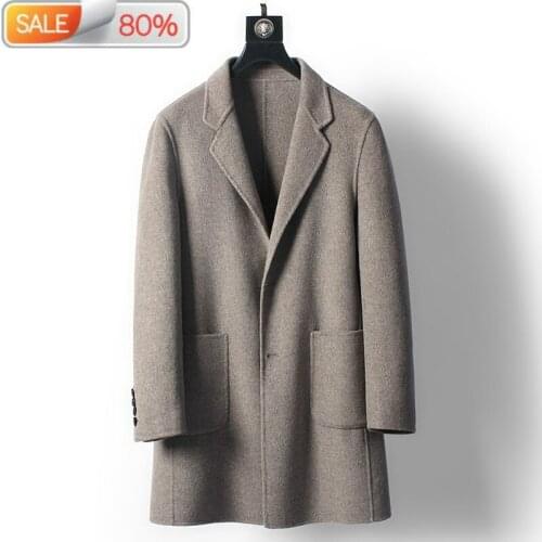 Wool Men Double-sided Korean Autumn Woolen Long Man Mens Coat and Jacket Manteau HommeMC1AD339 B21202
