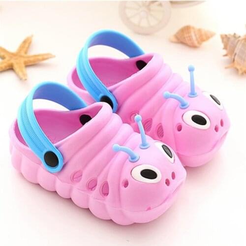 Summer Animal Toddler Kid Boy Girl Cute Cartoon Beach Non-slip Slipper Flip Shoes Infant Flat Heels Solid Baby Shoe Caterpillar