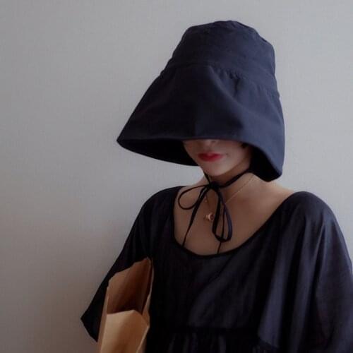 2021 Women Summer Sunscreen Panama Hat Solid Color Lace Sun Hat Fedora Hat Outdoor Fisherman Hat Beach Hat Bucket Cap