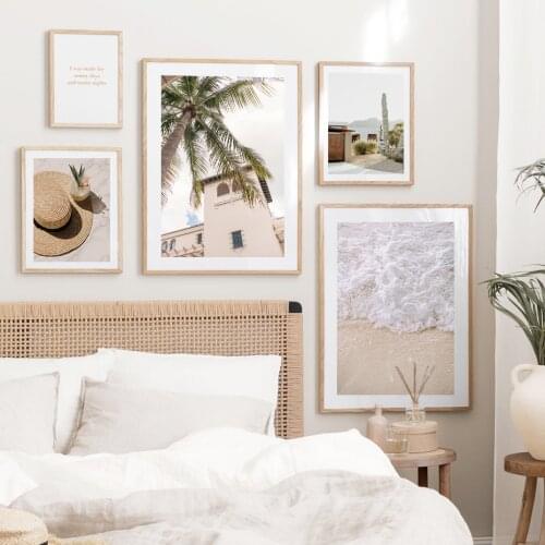 Modern Landscape Seascape Palm Tree Hat Posters Canvas Painting Wall Art Print Picture for Living Room Interior Home Decoration