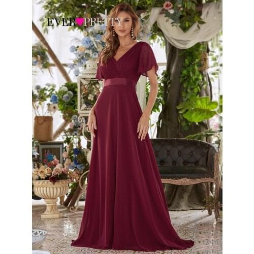Plus Size Evening Dresses Long Ever Pretty Elegant A Line V Neck Ruffles Chiffon Formal Wedding Party Dress Robe De Soiree 2021
