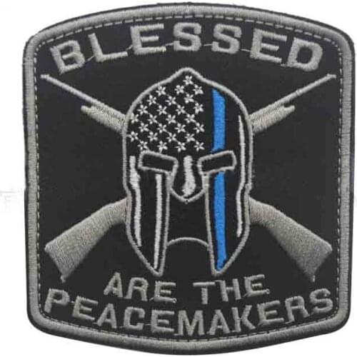 Embroidered Blessed are the Peacemakers Patch Thin Blue Line Spartan Patch military patches usa army tactical for vest