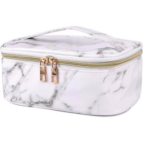 Marble Makeup Bag Portable Travel Cosmetic Bag Neceser Organizer Multifunction Beauty Case with Zipper Toiletry Bag Pouch Women