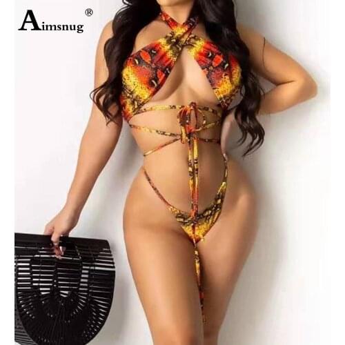 Women Snakeskin Print Bikini Set Halter Two Pieces Swimwear Sexy Bandage Swimsuits Push Up 2PCS Outfits Femme Clothing 2021