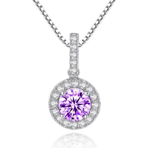 KOFSAC Trendy 925 Sterling Silver Necklaces For Women Shiny Zircon Exquisite Round Pendant Necklace Jewelry Lady Birthday Gifts