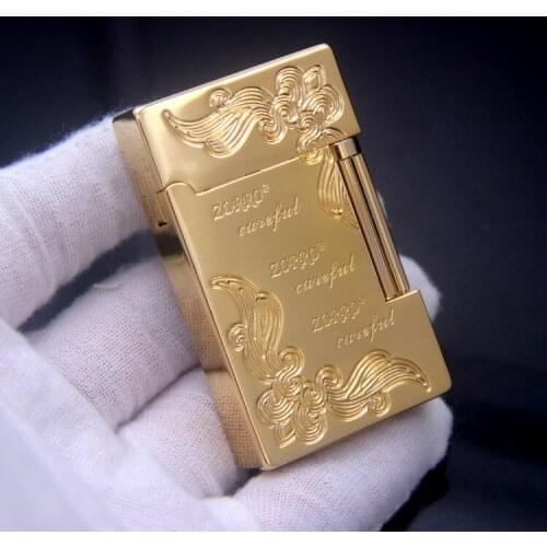 Zorro Steel Sound Dial Wheel Side Sliding Creative Kerosene Lighter Wealth Implies Flowers Carved Cigarette Cigar Accessories