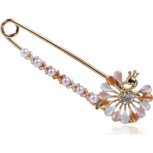 1pcs 23x72mm Exquisite and hot sale Peacock open screen pin wild atmosphere pin silk scarf buckle sweater fixing accessorise