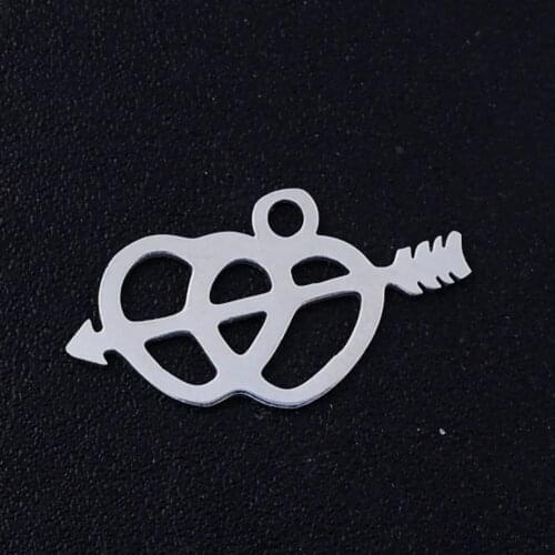 10pcs/lot 17*9mm Stainless Steel Cupids Arrow Heart Pendant Bracelet Charms DIY Jewelry Making Handicraft Accessories Wholesale