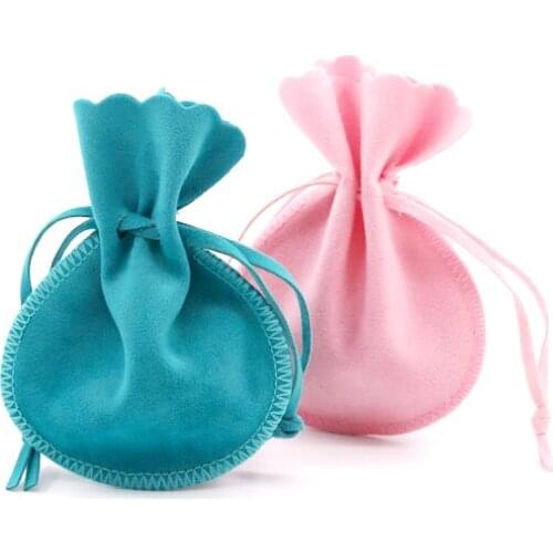 10pcs/lot Small Round Velvet Bags 8x9.5 10x13cm Candy Charms Jewelry Packaging Bags Wedding Christmas Pouches Velvet Gift Bag