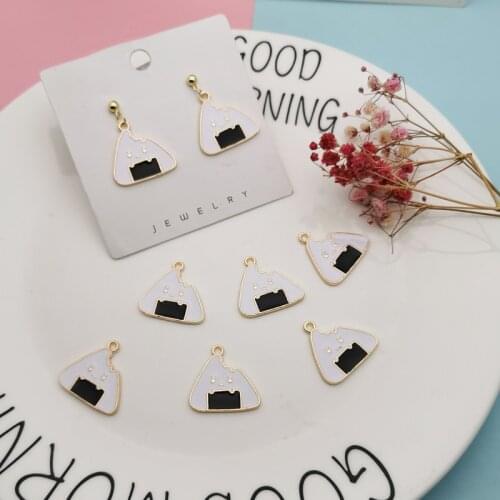 10pcs Cute Alloy Enamel Triangle Rice Ball Pendants Charms For DIY Bracelet Necklace Jewelry Making Accessories Craft Gift YZ837