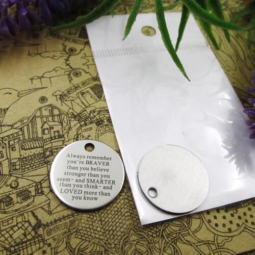20pcs--" remember you`re BRAVER..."stainless steel charms 5 styles for choosing DIY Charms for necklace bracelets