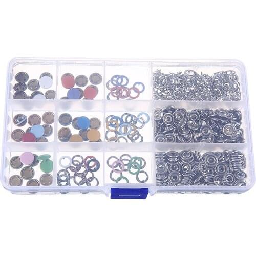 100 Set 10 Colors Metal Sewing Buttons Hollow Prong Solid Prong Press Studs Snap Fasteners with Plier Tools for Clothing Luggage