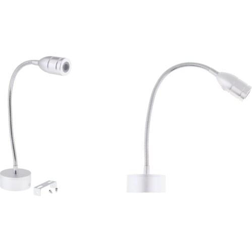 2pieces 2W LED Flexible Gooseneck Reading Chart/map Light with Switch Silver