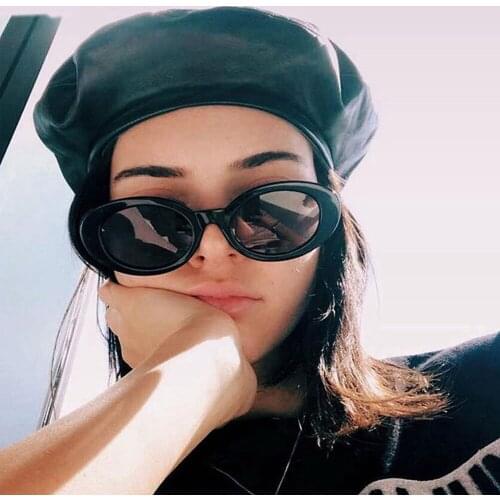 2021 Vintage Oval Cat Eye Sunglasses Women/Men Brand Designer Black White Eyeglasses Street Beat Shade Oculos De Sol Gafas UV400