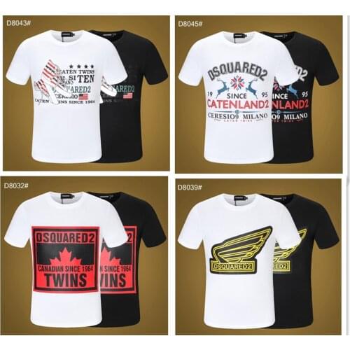 21 FW Summer1964 Dsquared2 Men/Women Hip-Hop Round Neck Short-Sleeved T-shirt Cotton Locomotive Letter Printing Casual Tee