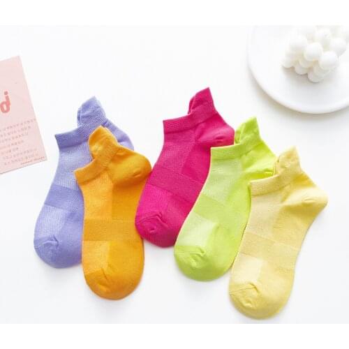Носки 2021 Kawaii Socks For Women 5Pairs/Pack Cotton Ankle Socks Female Footwear Combo Candy Colors Low Cut Mujer Calcetines
