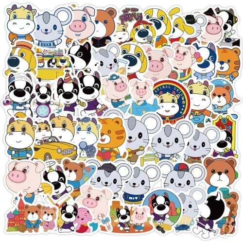 57pcs Cartoon Crazy Animal Alliance Graffiti Stickers Notebook Car Body Waterproof Stickers