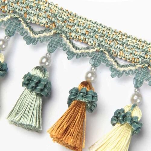 6M/Lot 9cm Width Curtain Fringe Tassel Trim Lace Accessories Decorative Clothing DIY Sewing Fabric Webbing Pearl Tassels Lace
